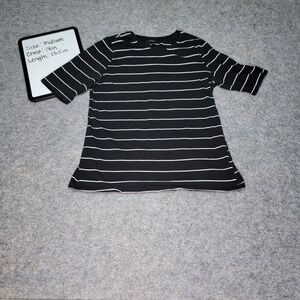 Who What Wear Black Striped Tunic Top Medium Short‎ Sleeve Casual